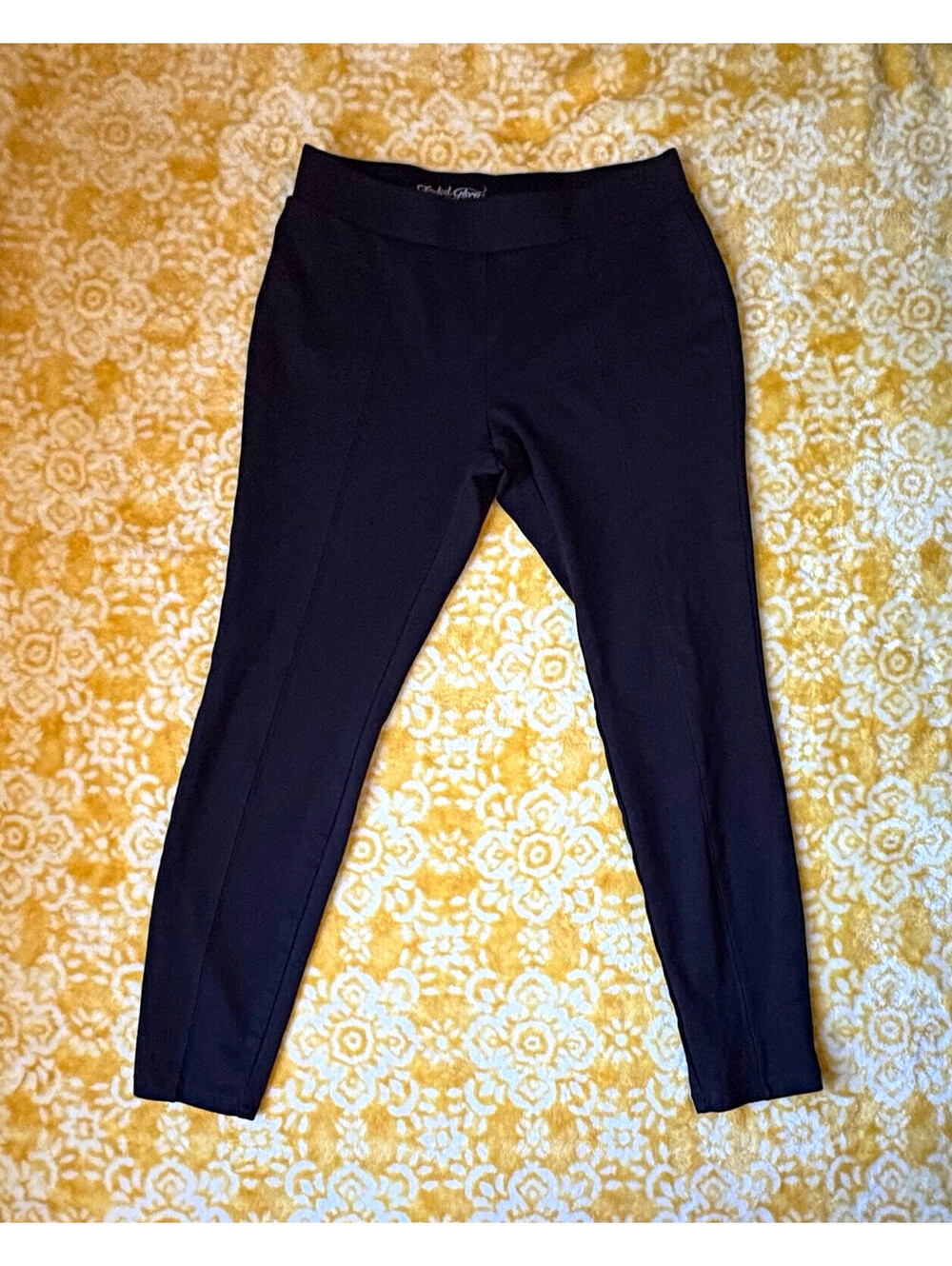 Faded Glory Ponte Leggings - Black Mid Rise Stretch Athleisure Yoga Size M
